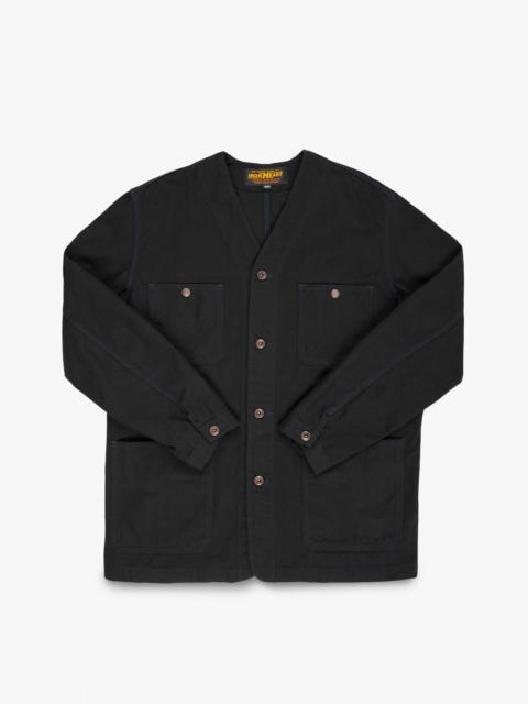 Iron Heart IHJ-159-BLK 13.5OZ DUCK COLLARLESS CHORE JACKET - BLACK