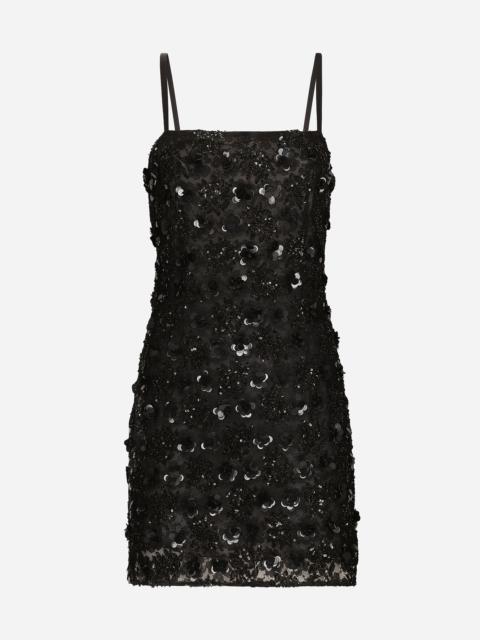 Short dress with sequin embellishment