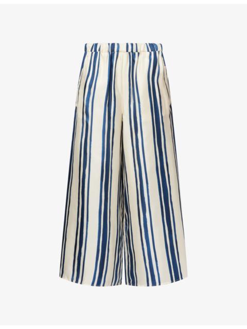WEEKEND Max Mara Striped Wide-Leg Silk Trousers