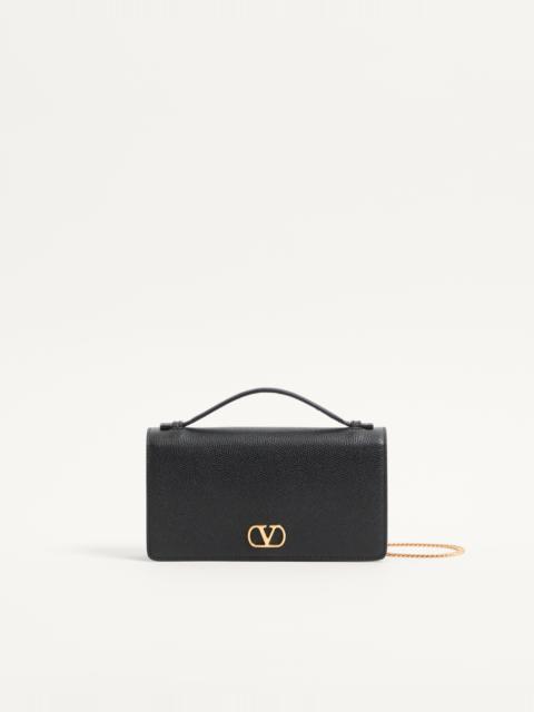 Valentino VLOGO SIGNATURE GRAINY CALFSKIN WALLET WITH CHAIN