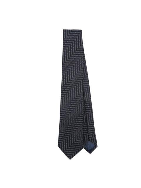 EMPORIO ARMANI logo-jacquard silk tie