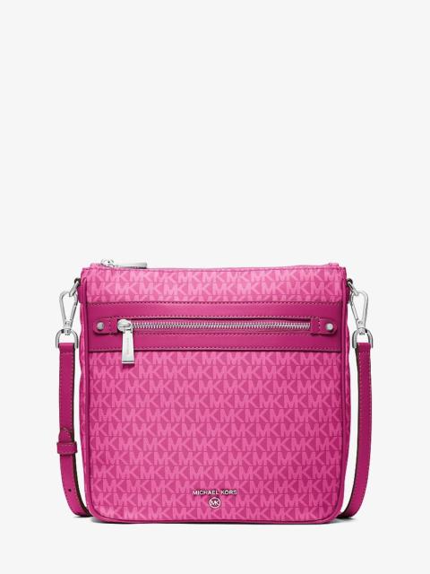 MICHAEL KORS Jet Set Large Logo Print Woven Crossbody Bag