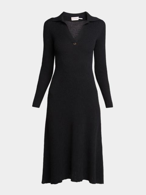 Moncler Virgin Wool Collared Sweater Dress