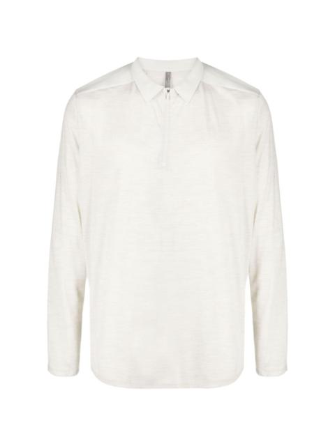 mélange-effect wool-blend polo shirt