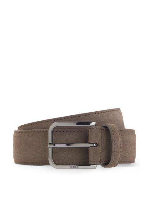 BOSS LEATHER BUSINESS BELT WITH POLISHED GUNMETAL BUCKLE