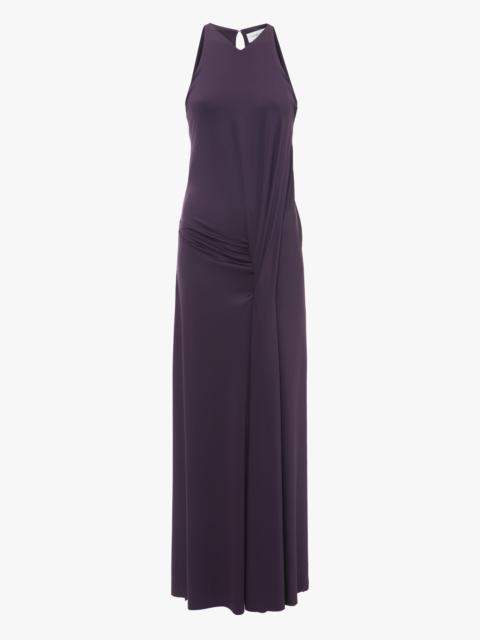 Victoria Beckham Sleeveless Drape Front Gown In Fig
