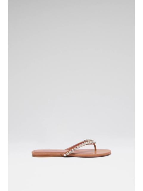 Amina Muaddi GIGI THONG FLATS LATTE NAPPA AND WHITE CRYSTALS