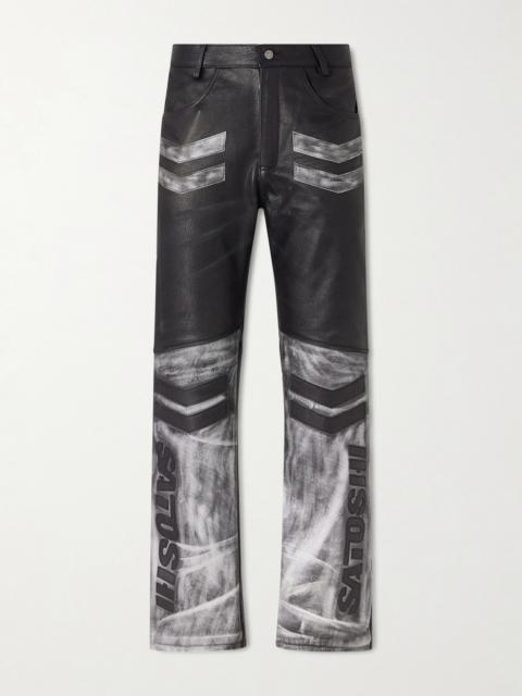 SATOSHI NAKAMOTO 2.0 Moto Appliquéd Leather Trousers