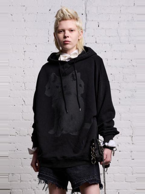 R13 OVERSIZED TRIPLE CAT HOODIE - ACID BLACK