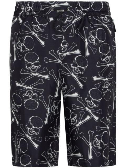 skull-print silk shorts
