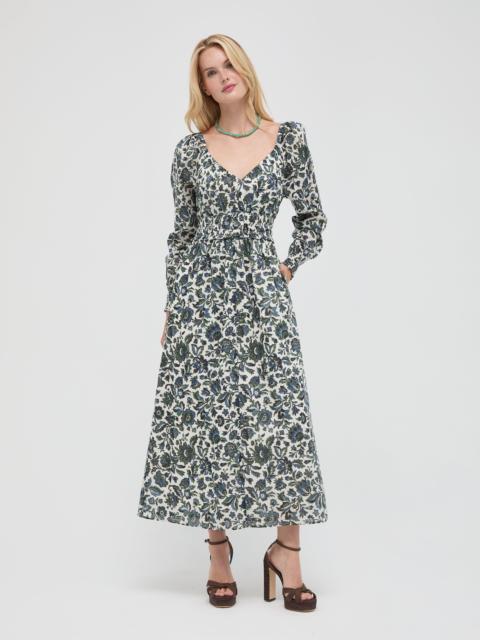 Hill House Home The Eugenia Nap Dress - Jacobean Bloom Blue/Green