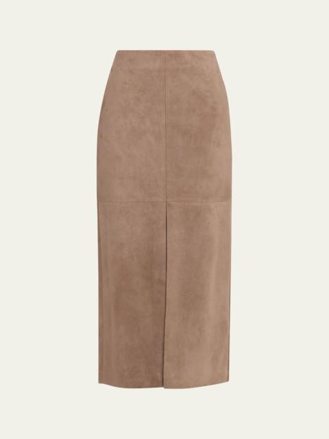 Brunello Cucinelli Suede Pencil Skirt