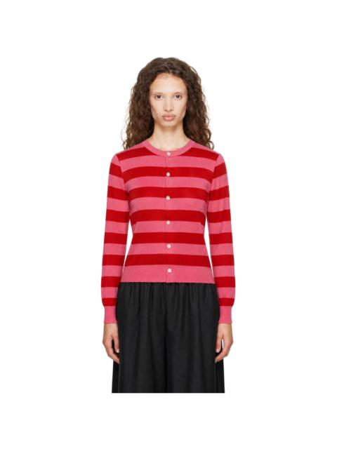 Comme des Garçons GIRL Pink & Red Wool Jersey Stripe Cardigan