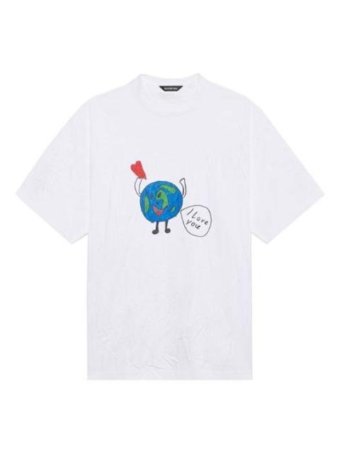 BALENCIAGA Love Earth Flatground Large Fit T-shirt in White