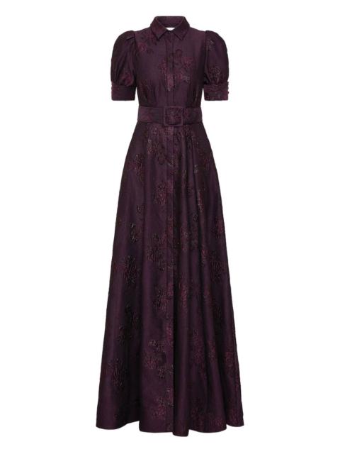 REBECCA VALLANCE Afina puff-sleeve brocade gown