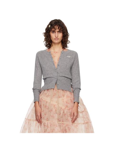 Simone Rocha Gray Embellished Relaxed Cashmere Cardigan