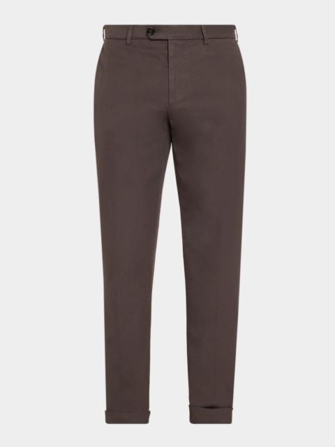 Brunello Cucinelli Men's Cotton Straight Leg Flat-Front Pants
