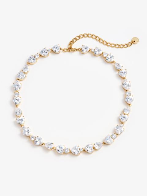 self-portrait Gold Heart Crystal Necklace