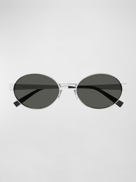 SAINT LAURENT Logo Metal Oval Sunglasses