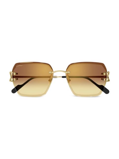 Cartier Women's C Decor 58MM 24K-Gold-Plated Metal Rimless Butterfly Sunglasses - Gold Amber Gradient