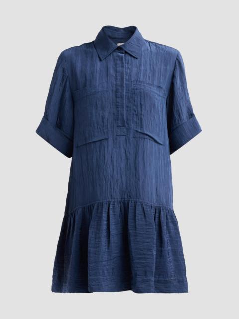 SIMKHAI Women's Cris Crinkled Drop-Waist Mini Shirtdress - Midnight