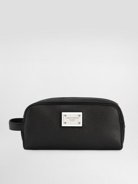 Dolce & Gabbana Grainy calfskin and nylon toiletry bag