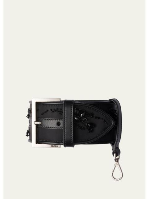 Prada Buckle Embroidered Re-Nylon Wrist Strap