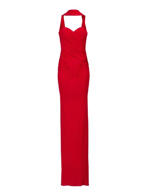 THE NEW ARRIVALS ILKYAZ OZEL Samsara Ruched Maxi Dress red