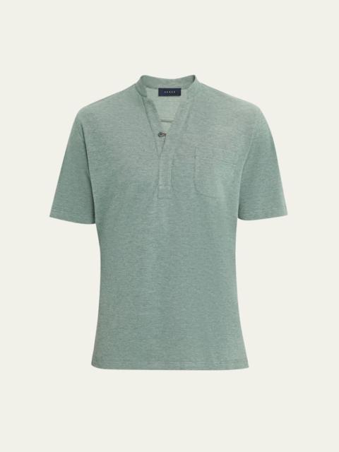 SEASE Men's Fish Tail V-Neck Pocket Polo Shirt