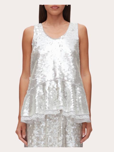3.1 Phillip Lim Sequin Paillette Bow-Tied Flounce Tank