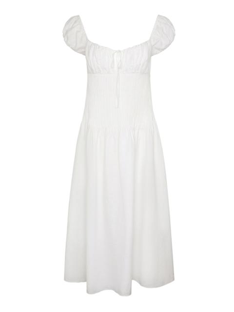onia Off-The-Shoulder Linen-Blend Midi Dress white