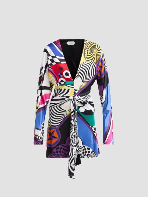 VERSACE Women's Printed Jersey Tie-Waist Mini Dress