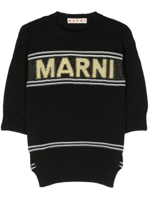 Marni intarsia-knit logo cotton jumper