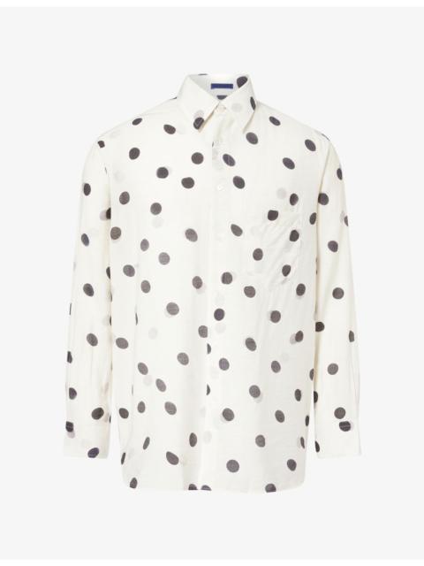 Paul Smith Polka-Dot Semi-Sheer Wool-Blend Shirt