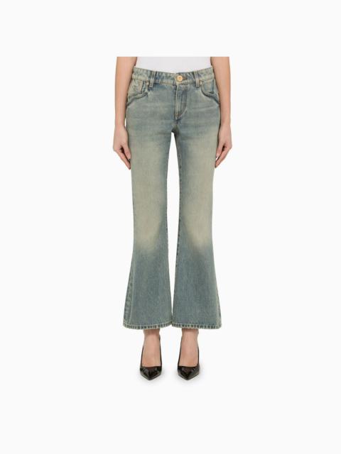 Washed-effect cropped denim jeans