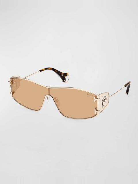 EMILIO PUCCI Metal & Acetate Shield Sunglasses