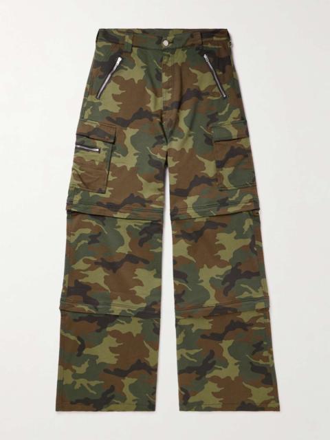 VETEMENTS Wide-Leg Convertible Camouflage-Print Cotton-Twill Cargo Trousers