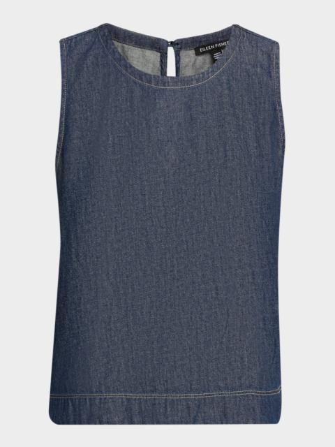 EILEEN FISHER Crewneck Organic Cotton Denim Shell