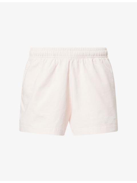 Sporty & Rich International Disco Brand-Print Cotton Shorts