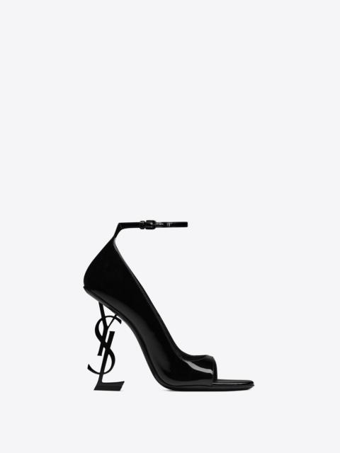 SAINT LAURENT opyum open-toe pumps in patent leather with black heel
