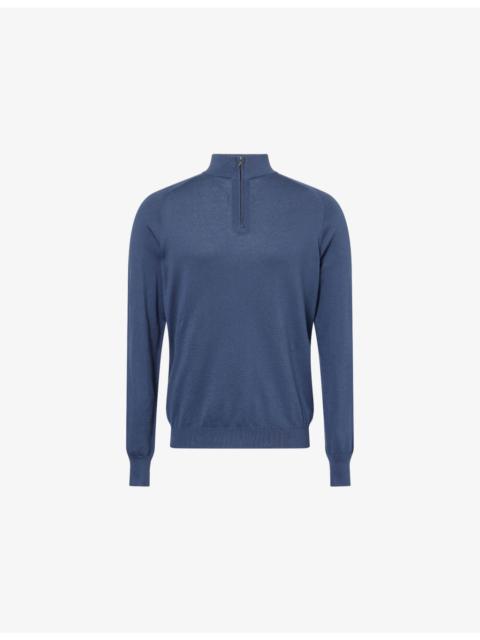 Sunspel Sun Sea Island Quarter-Zip Knitted Cashmere And Cotton Pullover