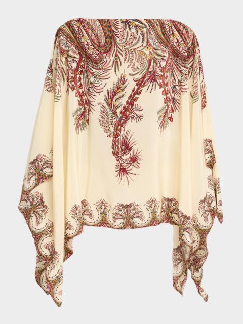 Etro Printed Silk Poncho