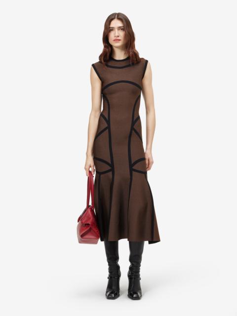 Alexander McQueen Women's Anatomical Lines Knit Midi Dress in Dark Brown