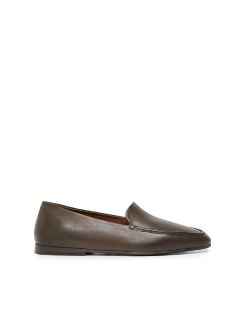 almond-toe leather loafers