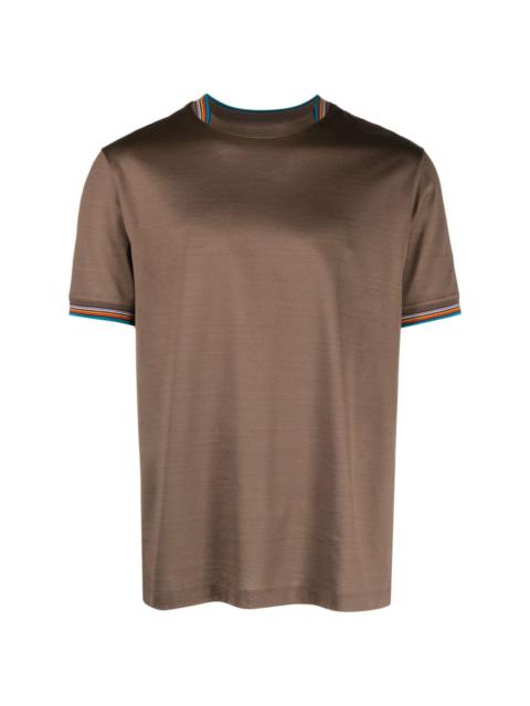 stripe-detailed cotton T-shirt