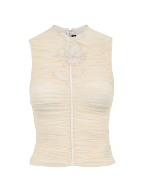 David Koma lace-rose ruched top
