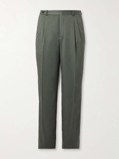 Wide-Leg Pleated Silk and Cashmere-Blend Trousers