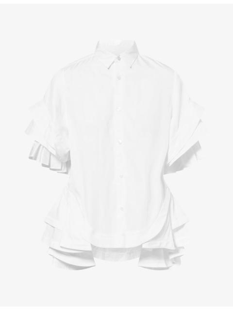 Noir Kei Ninomiya Ruffle Short-Sleeve Cotton Blouse