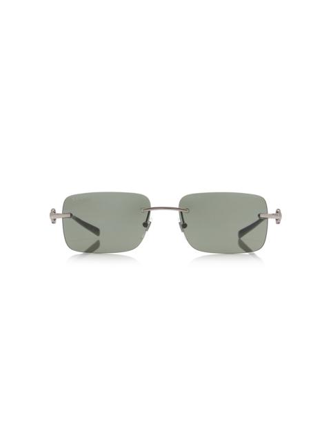 Rectangular-Frame Metal Sunglasses grey