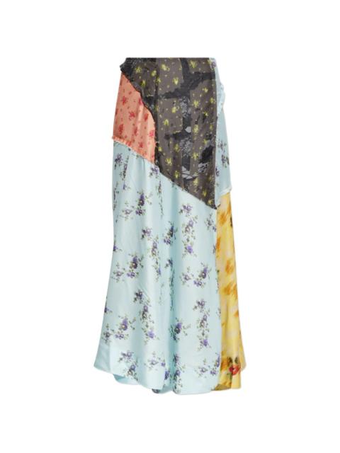 GANNI patchwork floral-print skirt